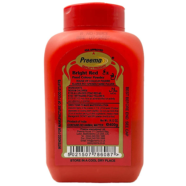 PREEMA - FOOD COLOUR BRIGHT RED 400GR
