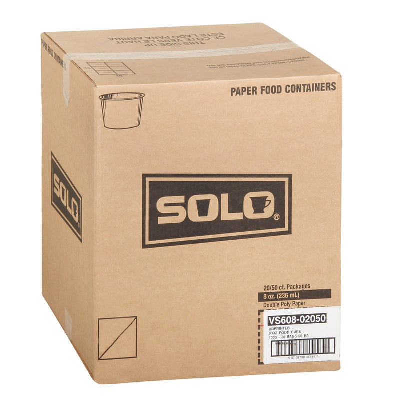 SOLO - 8oz FOOD WHITE SQUAT CONTAINER 1000EA