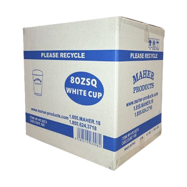 MAHER - 8OZ WHITE SQUAT PAPER CUP 20x50 PK