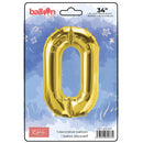 EPC - GOLD FOIL NUMBER 0 BALLOON 34IN 1UN