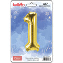 EPC - GOLD FOIL NUMBER 1 BALLOON 34IN 1UN