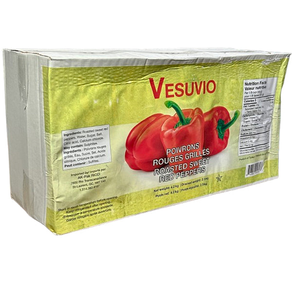 VESUVIO - ROASTED RED WHOLE PEPPERS 3x4.2 KG