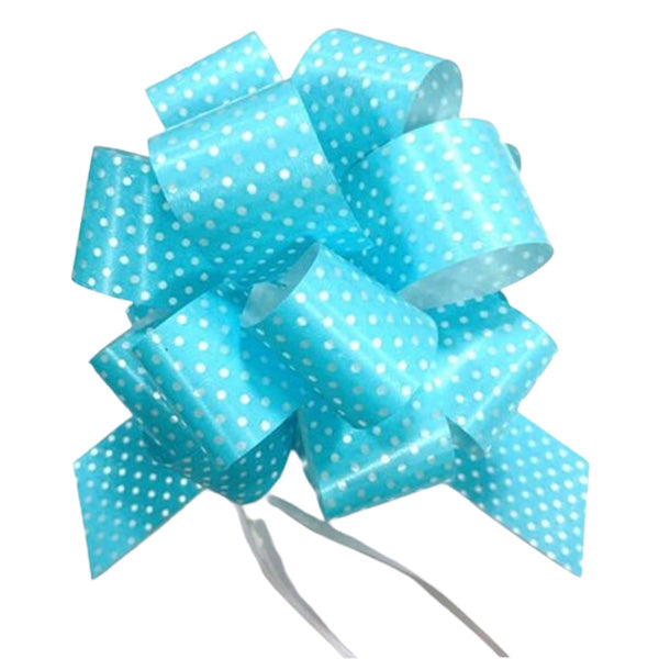 APEX - PULL BOW BLUE WHITE POLKA DOTS 5IN EA