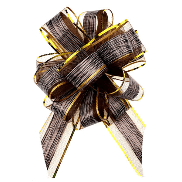 APEX ELEGANCE - 7" MIXED FABRIC PULL BOWS CHOCOLATE 1EA