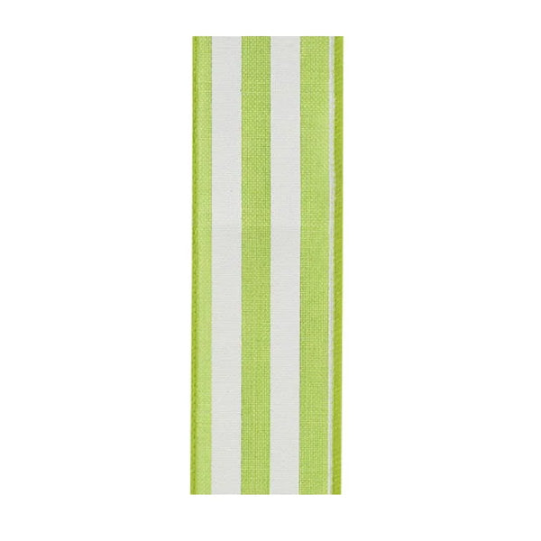 ACTION IMPORT - 1.5IN LIME CONTINUOUS STRIPE LINEN WIRED RIBBON 50YDS EA