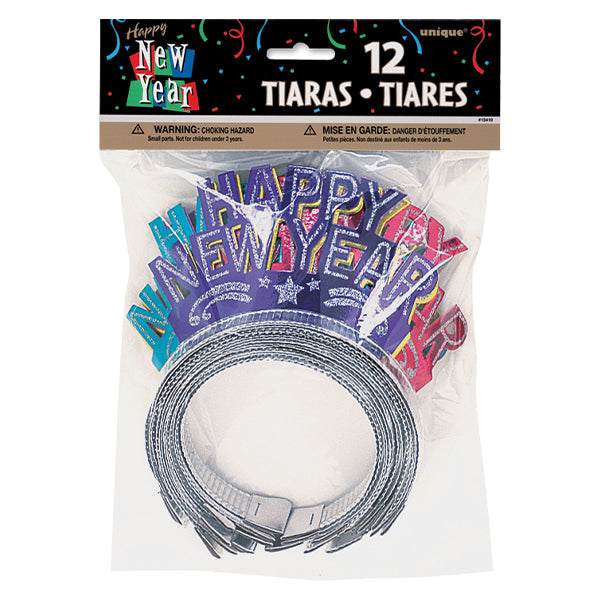 UNIQUE - 12ct NEW YEARS GLITTER TIARAS EA