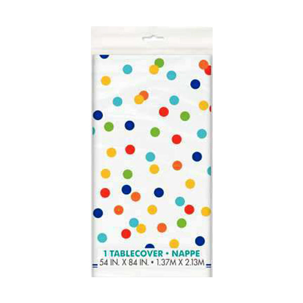 UNIQUE - RAINBOW POLKA DOTS PLASTIC TABLE COVER 1EA