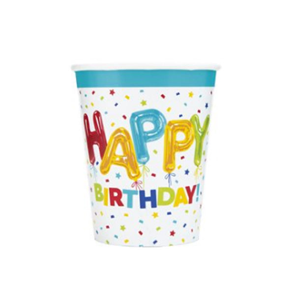 UNIQUE - HAPPY BALLOON BIRTHDAY CUPS 8CT
