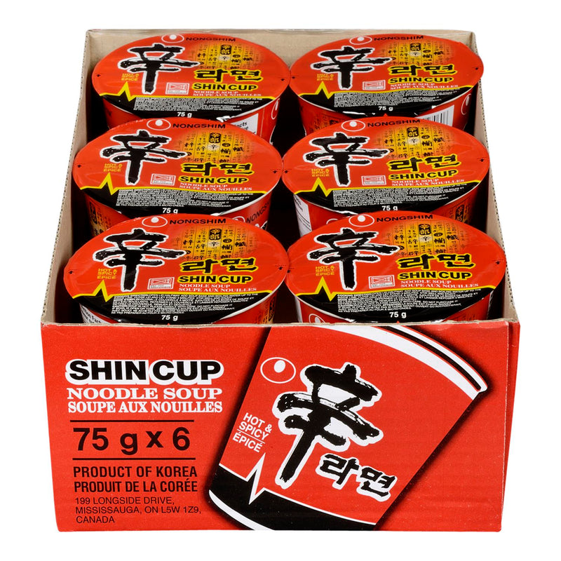 NONGSHIM - SHIN NOODLE SOUP CUP 6x75GR