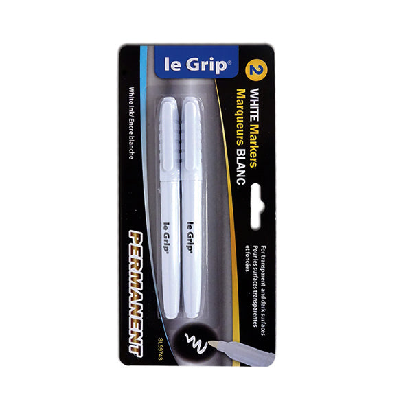 LE GRIP - 2PC WHITE INK PERMANENT MARKERS
