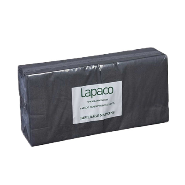 LAPACO - BEVERAGE NAPKINS 2PLY BLACK 18x200 EA