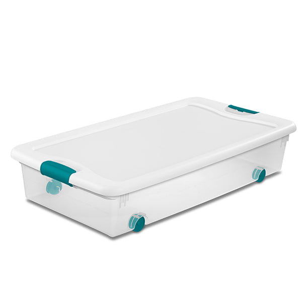 STERILITE - 53L WHEELED LATCHING BOX UNDER BED CLEAR EA