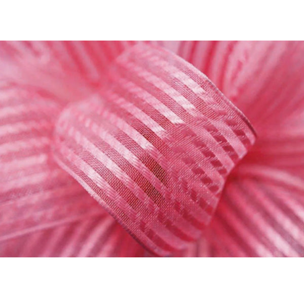 ACTION IMPORT - 1.5IN PINK SHEER STRIPE WIRED RIBBON 50YDS EA