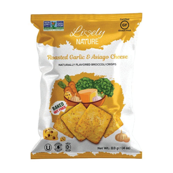 LIVELY NATURE - BAKED CHIPS ROASTED GARLIC & ASIAGO CHEESE 113GR