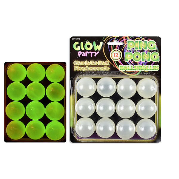 GLOW PARTY - 12pk IN THE DARK PING PONG BALLS EA