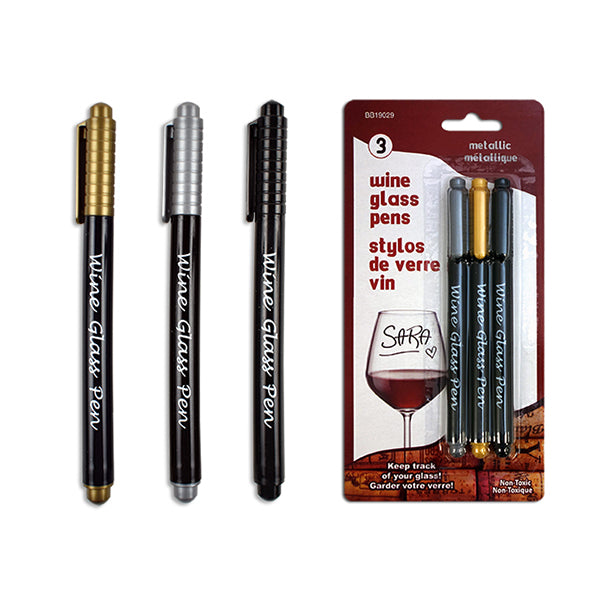 LINK - 3pk WINE METALIC GLASS PEN EA