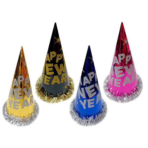 LINK - HAPPY NEW YEAR FOIL HAT W/TINSEL RIM 1EA