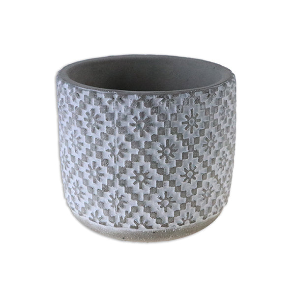 LINK - CEMENT EMBOSSED GEOMETRIC PLANTER 1EA