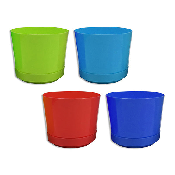 LINK - FASHION COLOUR PLASTIC PLANTERS W/ SAUCER 1EA