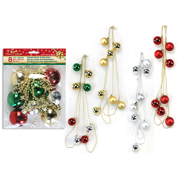 LINK - 6FT BALL ORNAMENT BEADED GARLAND EA