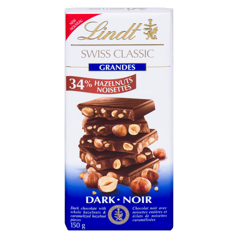 LINDT - GRANDES 34% HAZELNUT DARK CHOCOLATE 150GR