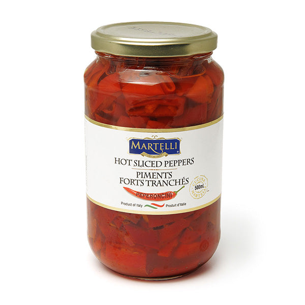 MARTELLI - HOT SLICED RED PEPPERS IN OIL 500ML