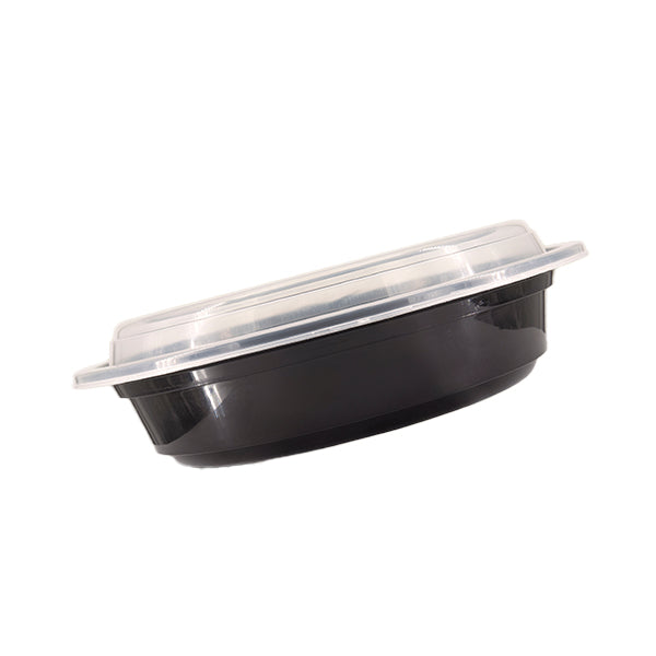 E2E - 32oz ROUND FOOD CONTAINER BROWN BASE CLEAR LID 150EA