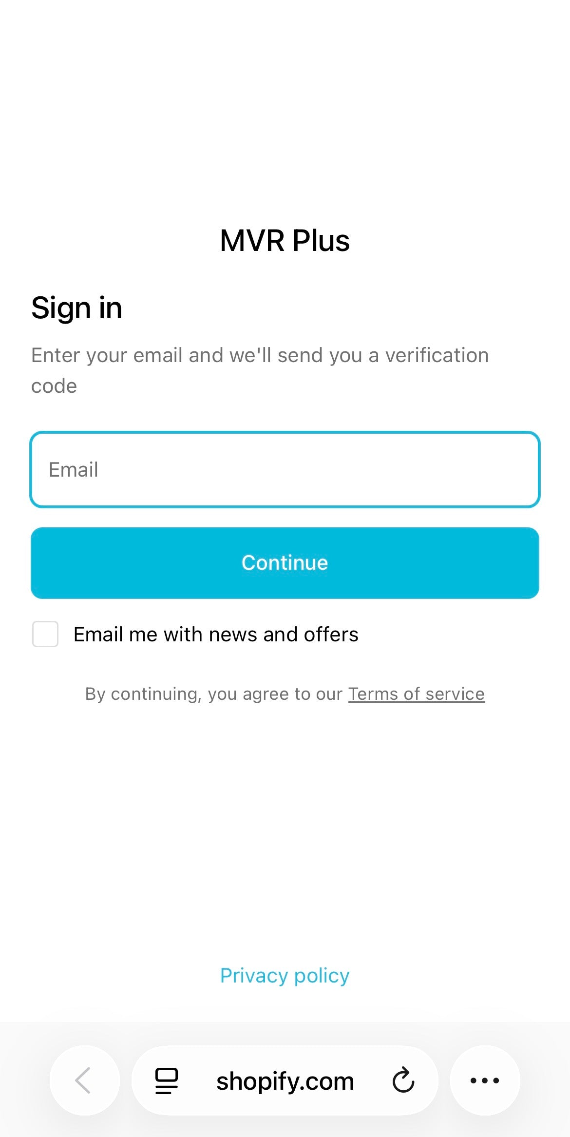 The credit account sign-in page